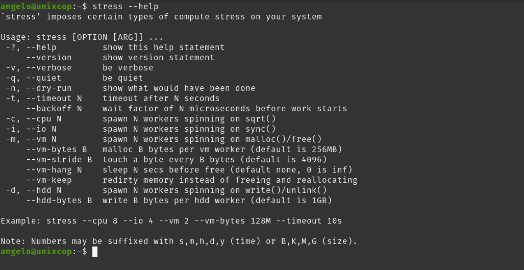 Stress command help in Linux