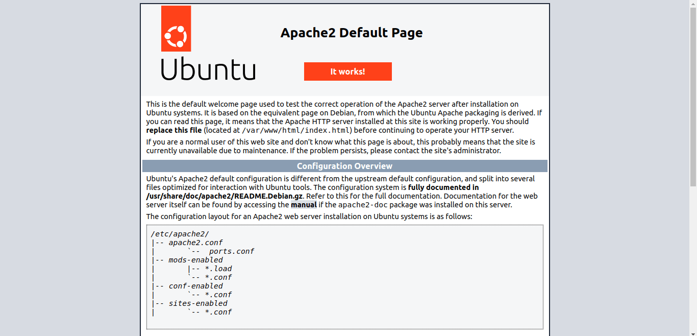 Apache web server running