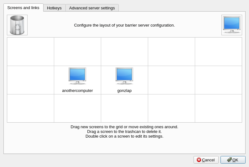 barrier on gentoo. screen layout