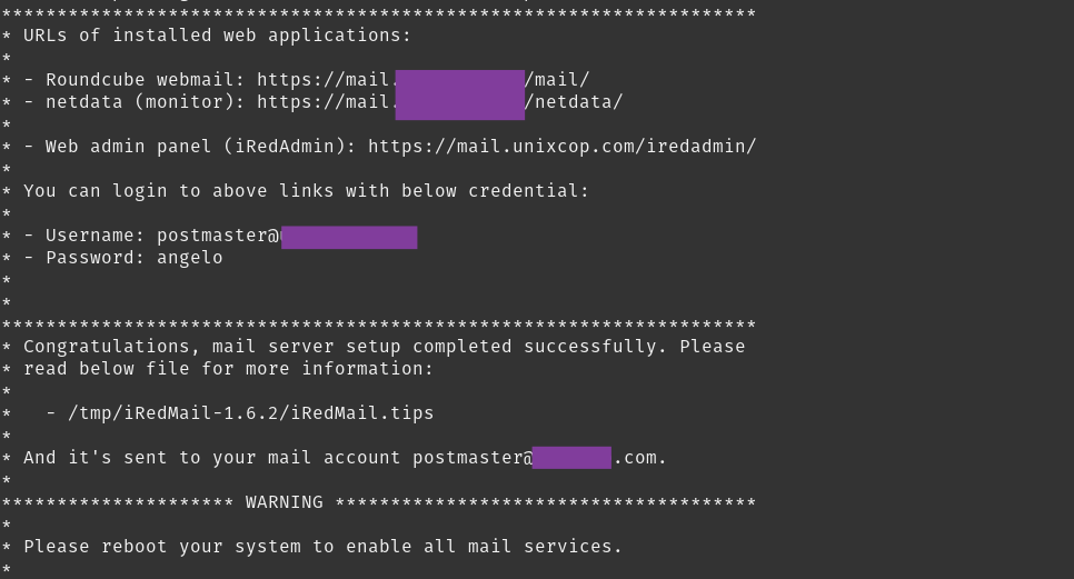 iRedMail installed properly