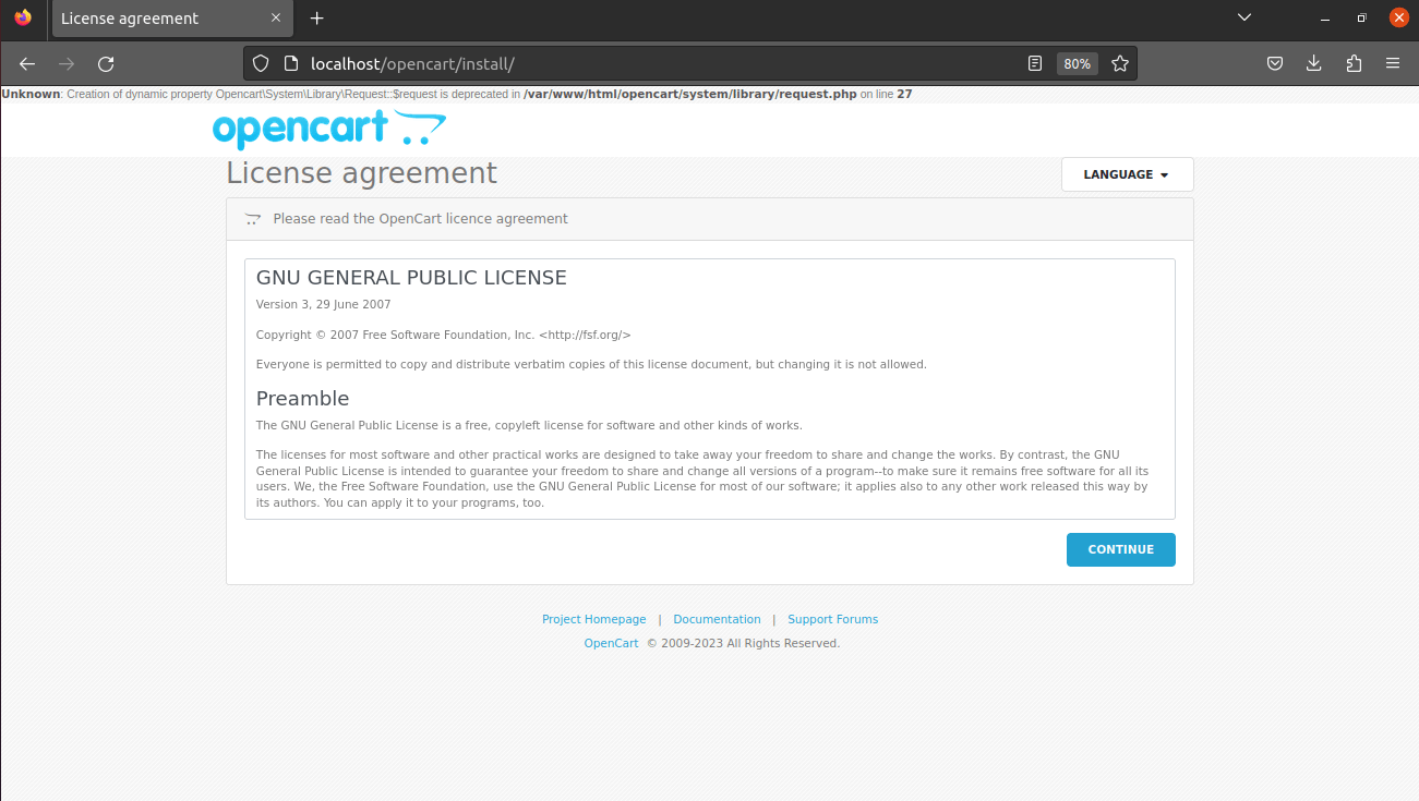 Install OpenCart
