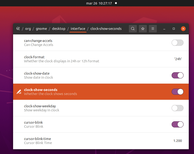 Using dconf-editor on Ubuntu