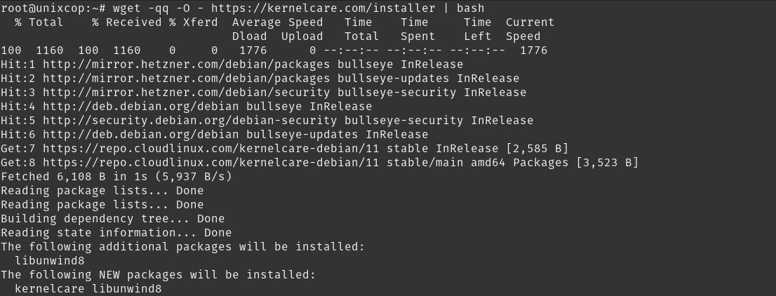 Install KernelCare on Debian 11