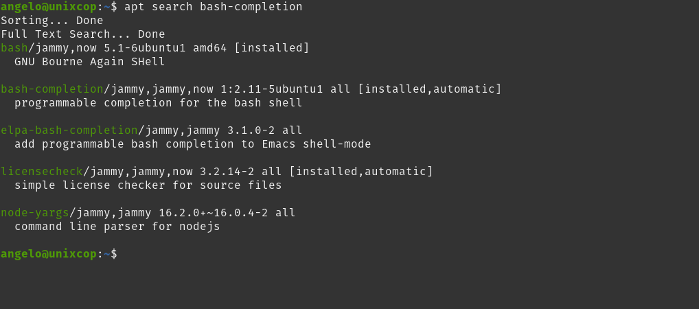 Bash Completion package