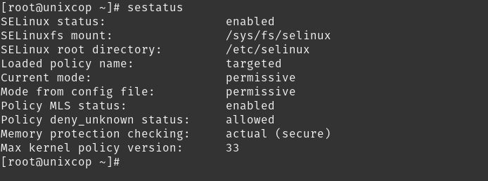 SElinux status on Rocky Linux 9