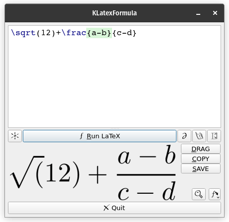 Using KLatexFormula on Linux