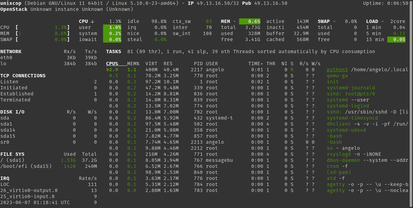 Glances on Debian 11